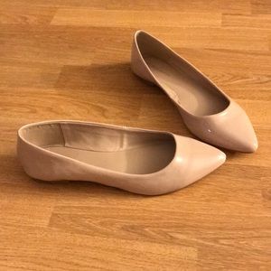 Nude patent leather flats